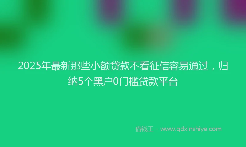 2025年最新那些小额贷款不看征信容易通过，归纳5个黑户0门槛贷款平台
