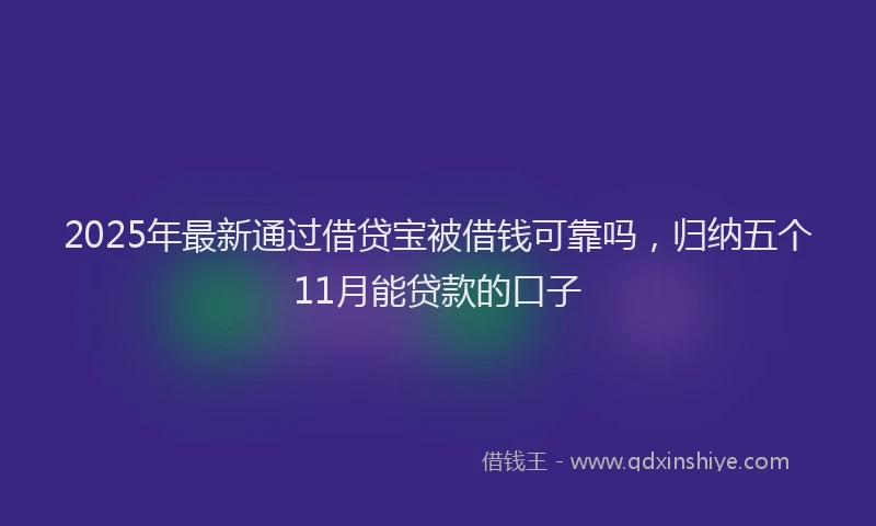 2025年最新通过借贷宝被借钱可靠吗，归纳五个11月能贷款的口子