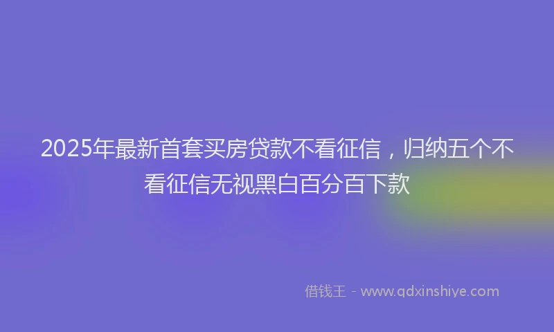 2025年最新首套买房贷款不看征信，归纳五个不看征信无视黑白百分百下款
