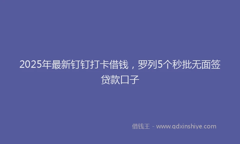 2025年最新钉钉打卡借钱，罗列5个秒批无面签贷款口子