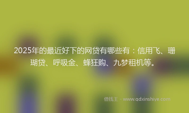 2025年的最近好下的网贷有哪些有：信用飞、珊瑚贷、呼吸金、蜂狂购、九梦租机等。