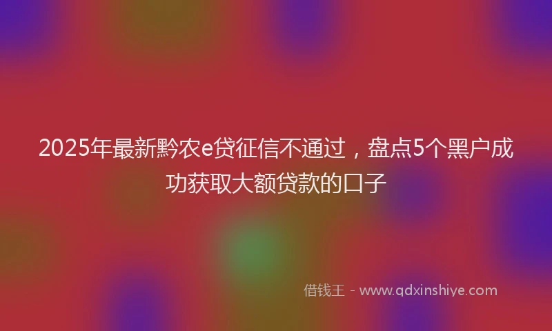 2025年最新黔农e贷征信不通过，盘点5个黑户成功获取大额贷款的口子