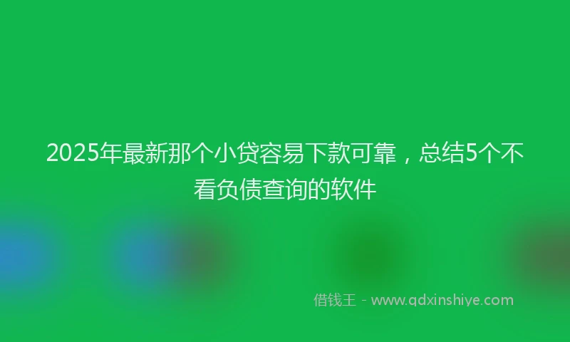 2025年最新那个小贷容易下款可靠，总结5个不看负债查询的软件