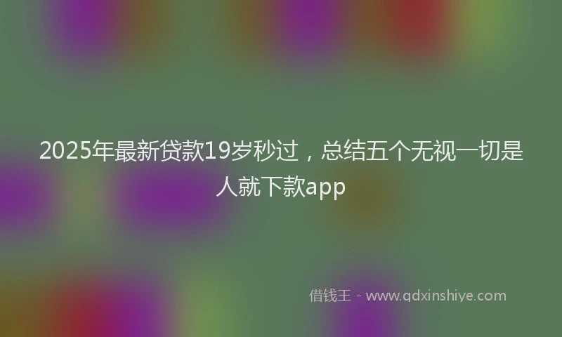 2025年最新贷款19岁秒过，总结五个无视一切是人就下款app