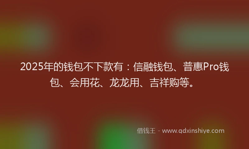 2025年的钱包不下款有：信融钱包、普惠Pro钱包、会用花、龙龙用、吉祥购等。