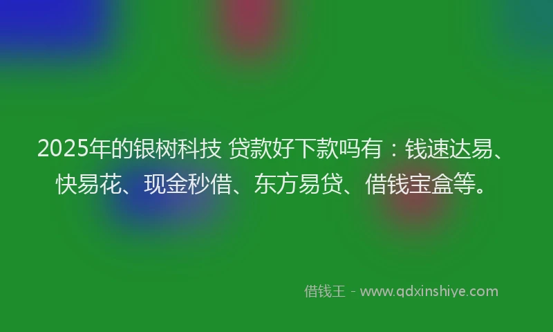 2025年的银树科技 贷款好下款吗有：钱速达易、快易花、现金秒借、东方易贷、借钱宝盒等。