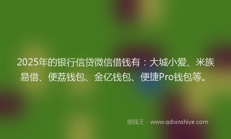 2025年的银行信贷微信借钱有：大城小爱、米族易借、便荔钱包、金亿钱包、便捷Pro钱包等。