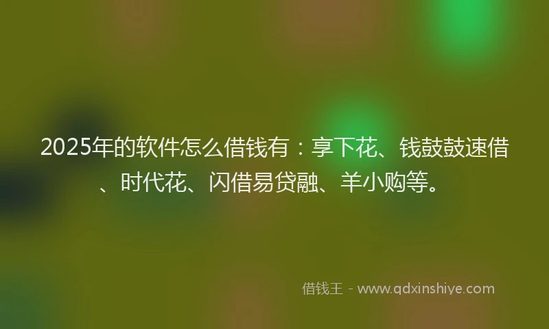 2025年的软件怎么借钱有：享下花、钱鼓鼓速借、时代花、闪借易贷融、羊小购等。