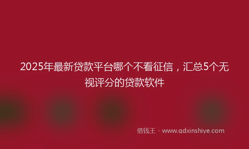 2025年最新贷款平台哪个不看征信，汇总5个无视评分的贷款软件