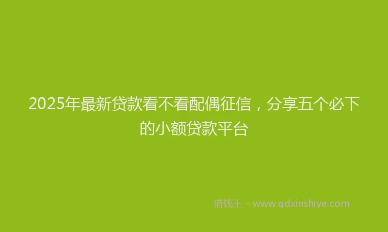 2025年最新贷款看不看配偶征信，分享五个必下的小额贷款平台