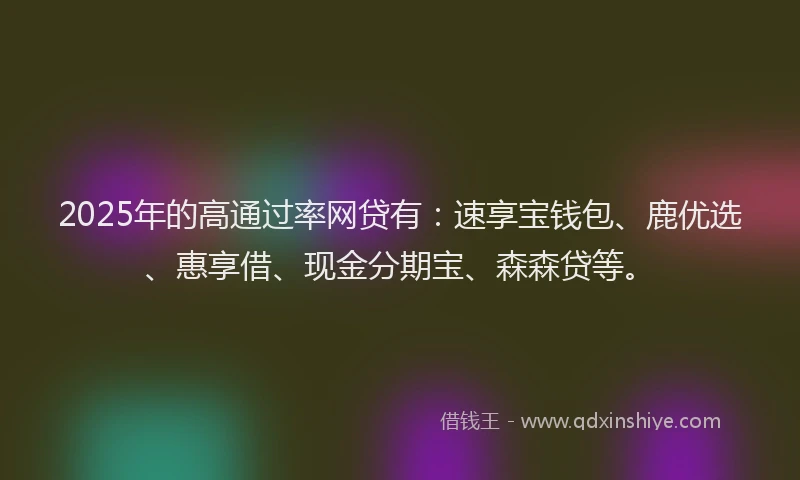 2025年的高通过率网贷有：速享宝钱包、鹿优选、惠享借、现金分期宝、森森贷等。