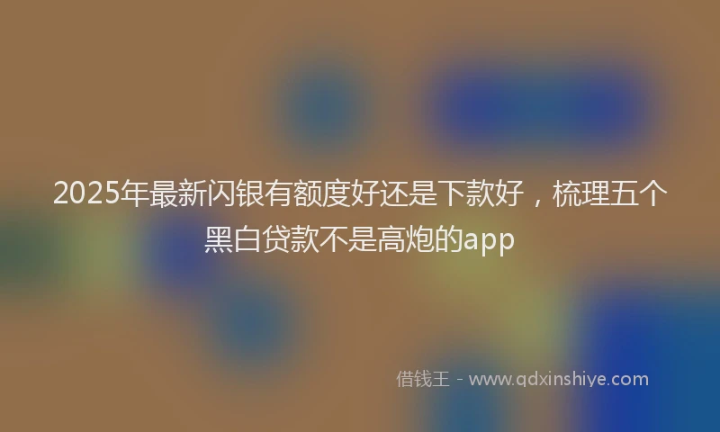 2025年最新闪银有额度好还是下款好，梳理五个黑白贷款不是高炮的app