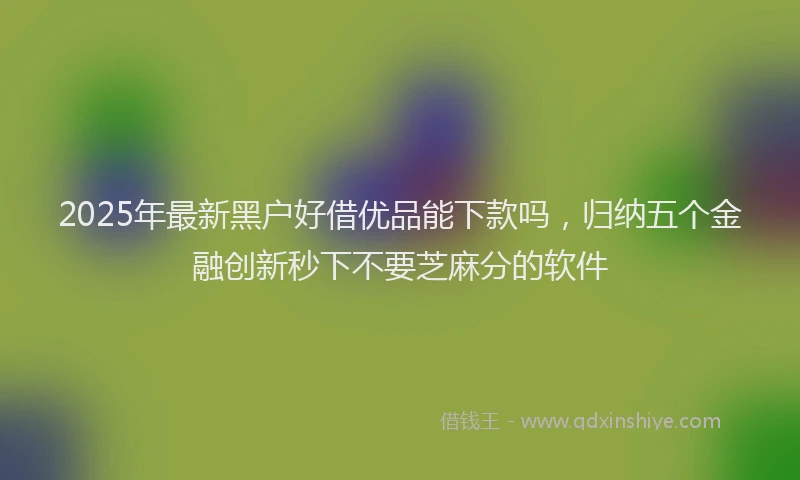2025年最新黑户好借优品能下款吗，归纳五个金融创新秒下不要芝麻分的软件