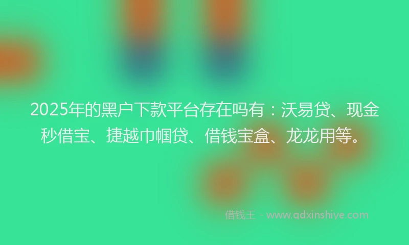 2025年的黑户下款平台存在吗有：沃易贷、现金秒借宝、捷越巾帼贷、借钱宝盒、龙龙用等。
