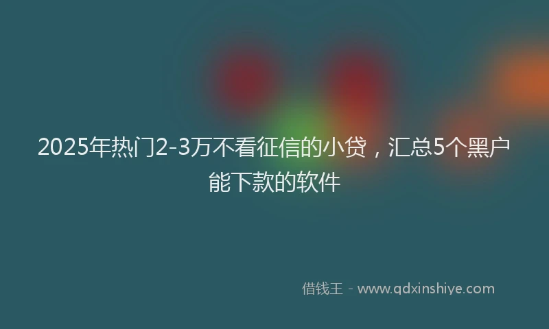 2025年热门2-3万不看征信的小贷，汇总5个黑户能下款的软件