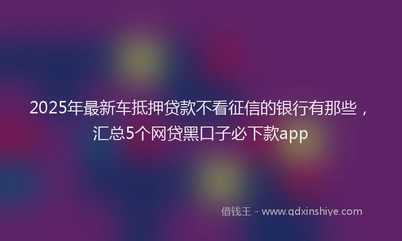 2025年最新车抵押贷款不看征信的银行有那些，汇总5个网贷黑口子必下款app
