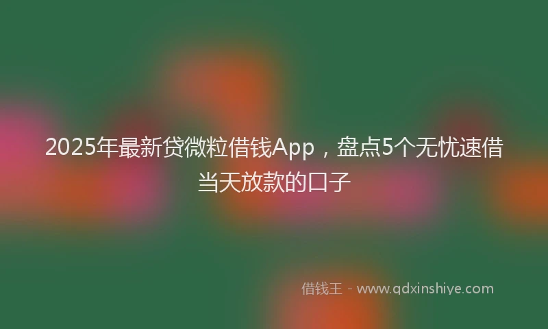 2025年最新贷微粒借钱App，盘点5个无忧速借当天放款的口子