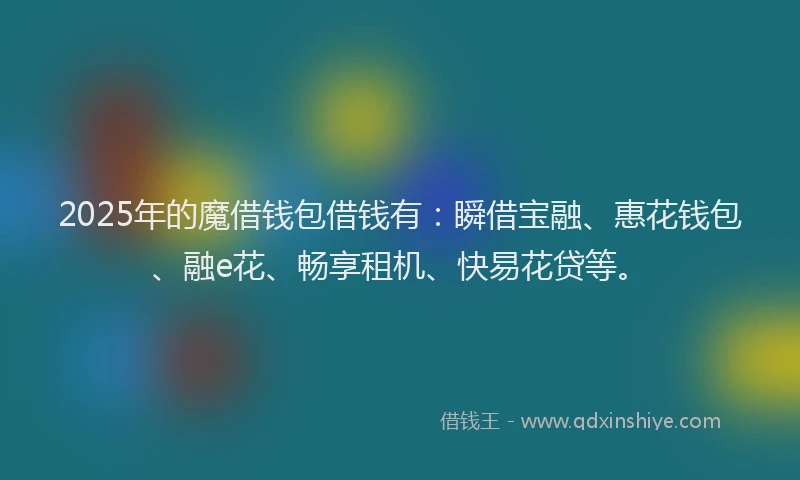 2025年的魔借钱包借钱有：瞬借宝融、惠花钱包、融e花、畅享租机、快易花贷等。
