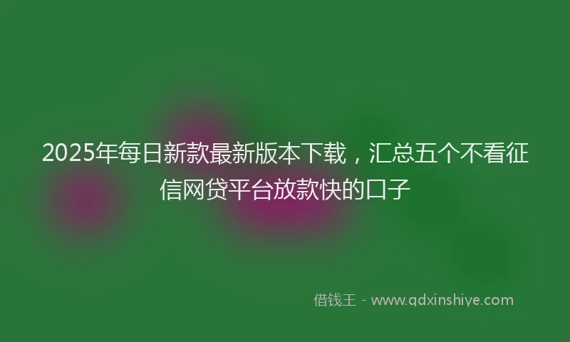 2025年每日新款最新版本下载，汇总五个不看征信网贷平台放款快的口子