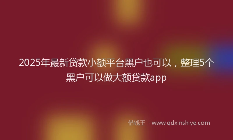 2025年最新贷款小额平台黑户也可以，整理5个黑户可以做大额贷款app