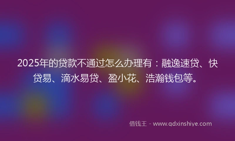 2025年的贷款不通过怎么办理有：融逸速贷、快贷易、滴水易贷、盈小花、浩瀚钱包等。