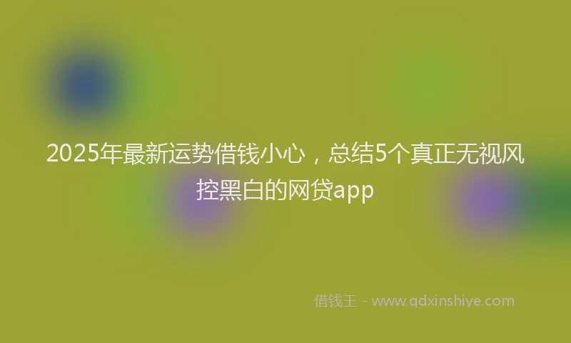 2025年最新运势借钱小心，总结5个真正无视风控黑白的网贷app