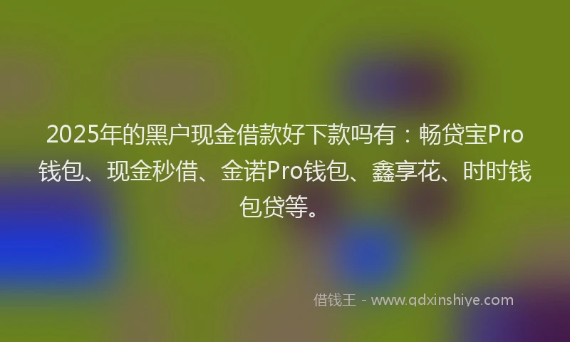 2025年的黑户现金借款好下款吗有：畅贷宝Pro钱包、现金秒借、金诺Pro钱包、鑫享花、时时钱包贷等。