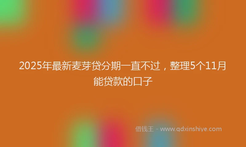 2025年最新麦芽贷分期一直不过，整理5个11月能贷款的口子