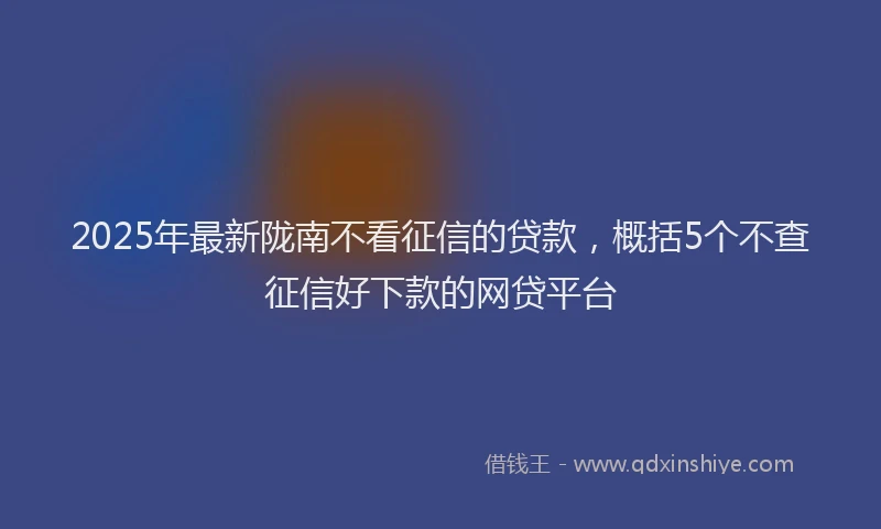 2025年最新陇南不看征信的贷款，概括5个不查征信好下款的网贷平台