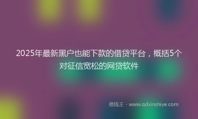 2025年最新黑户也能下款的借贷平台，概括5个对征信宽松的网贷软件