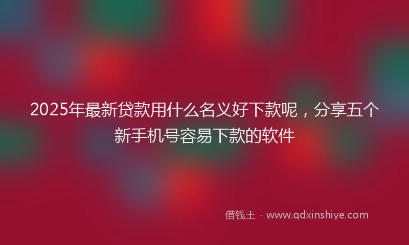 2025年最新贷款用什么名义好下款呢，分享五个新手机号容易下款的软件