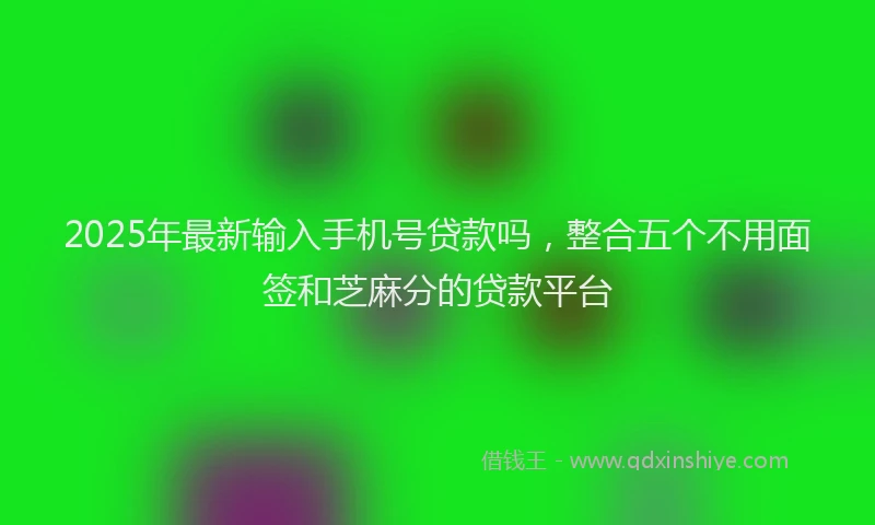 2025年最新输入手机号贷款吗，整合五个不用面签和芝麻分的贷款平台