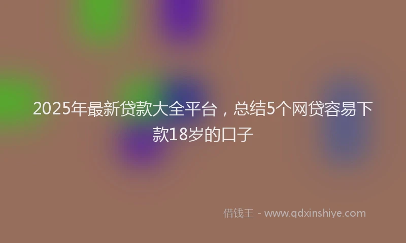 2025年最新贷款大全平台，总结5个网贷容易下款18岁的口子