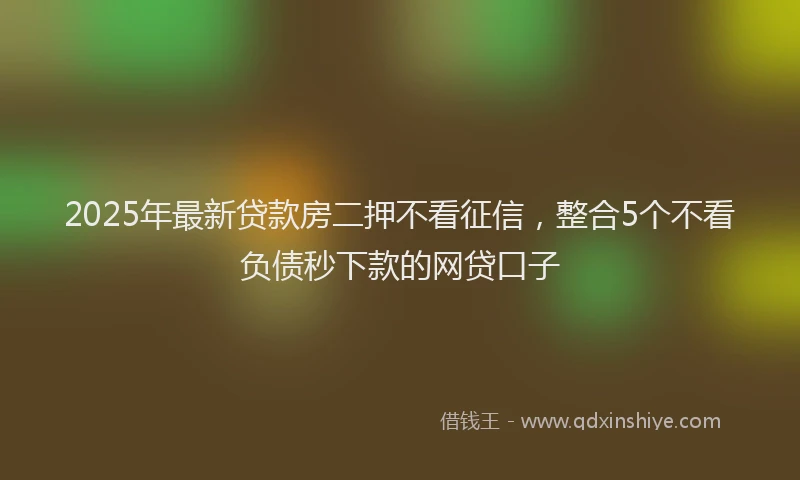 2025年最新贷款房二押不看征信，整合5个不看负债秒下款的网贷口子