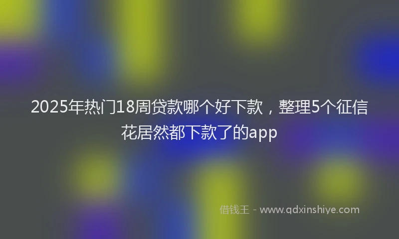 2025年热门18周贷款哪个好下款，整理5个征信花居然都下款了的app