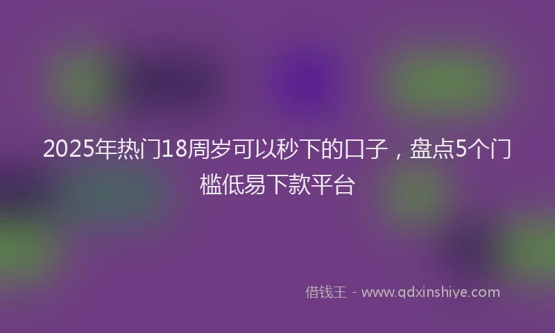 2025年热门18周岁可以秒下的口子，盘点5个门槛低易下款平台
