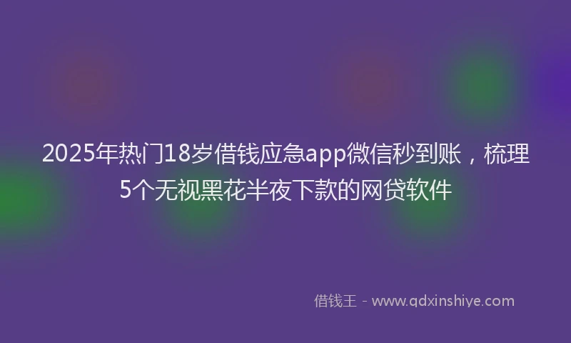 2025年热门18岁借钱应急app微信秒到账，梳理5个无视黑花半夜下款的网贷软件