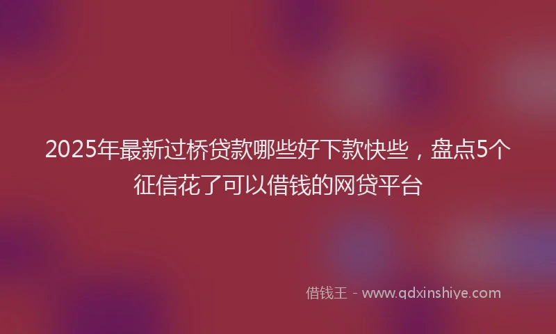 2025年最新过桥贷款哪些好下款快些，盘点5个征信花了可以借钱的网贷平台
