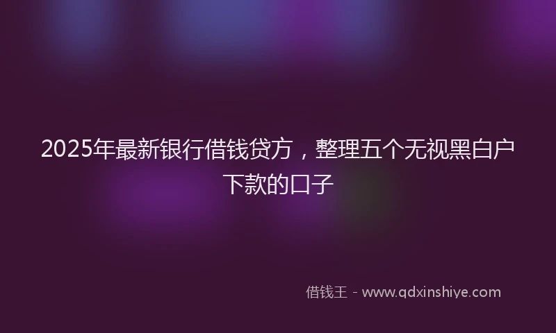 2025年最新银行借钱贷方，整理五个无视黑白户下款的口子