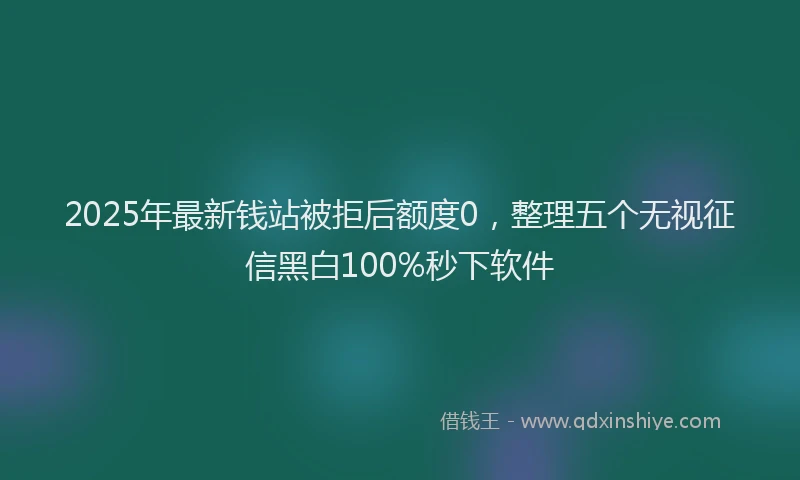 2025年最新钱站被拒后额度0，整理五个无视征信黑白100%秒下软件