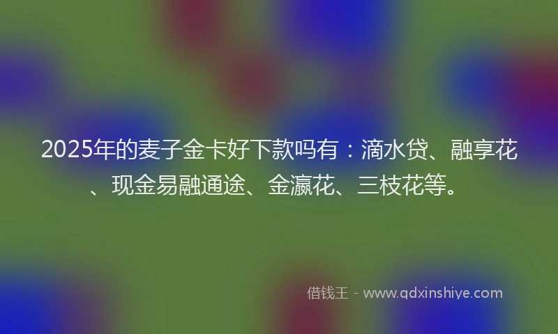 2025年的麦子金卡好下款吗有：滴水贷、融享花、现金易融通途、金瀛花、三枝花等。