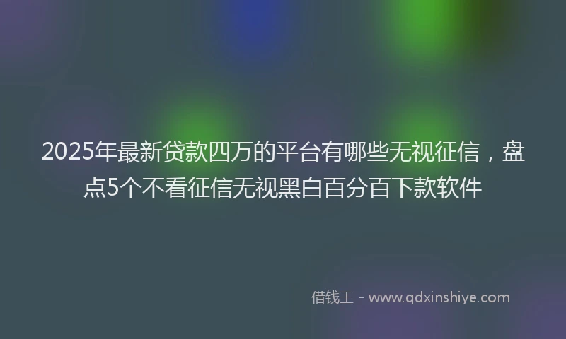 2025年最新贷款四万的平台有哪些无视征信，盘点5个不看征信无视黑白百分百下款软件