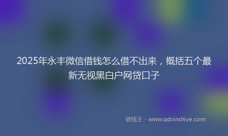 2025年永丰微信借钱怎么借不出来，概括五个最新无视黑白户网贷口子