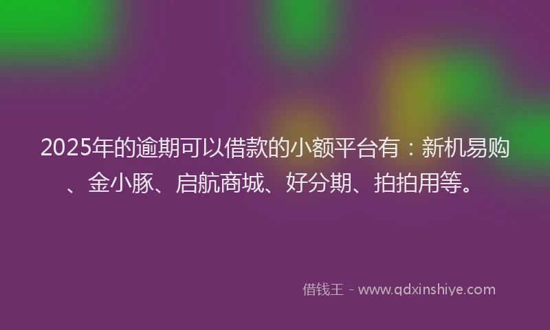 2025年的逾期可以借款的小额平台有：新机易购、金小豚、启航商城、好分期、拍拍用等。