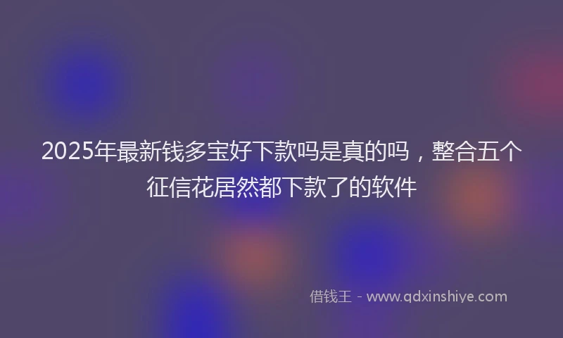2025年最新钱多宝好下款吗是真的吗，整合五个征信花居然都下款了的软件
