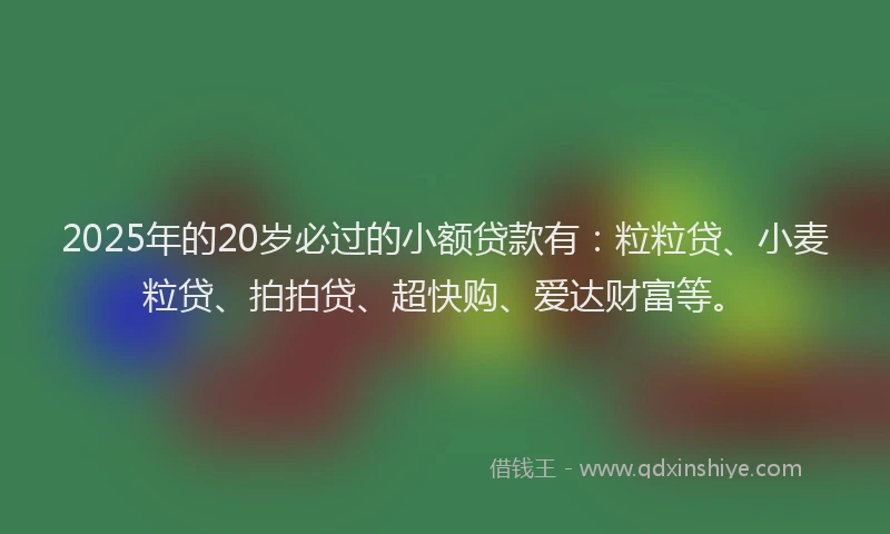 2025年的20岁必过的小额贷款有：粒粒贷、小麦粒贷、拍拍贷、超快购、爱达财富等。
