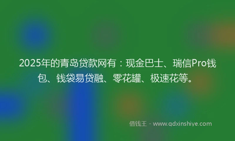 2025年的青岛贷款网有：现金巴士、瑞信Pro钱包、钱袋易贷融、零花罐、极速花等。