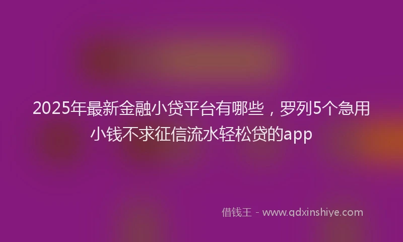 2025年最新金融小贷平台有哪些，罗列5个急用小钱不求征信流水轻松贷的app