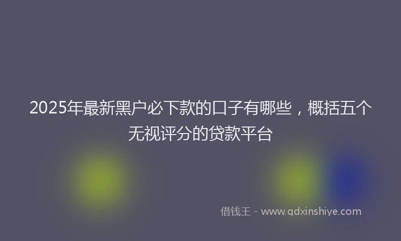 2025年最新黑户必下款的口子有哪些，概括五个无视评分的贷款平台