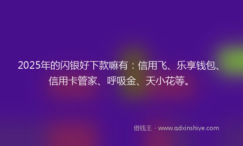 2025年的闪银好下款嘛有：信用飞、乐享钱包、信用卡管家、呼吸金、天小花等。